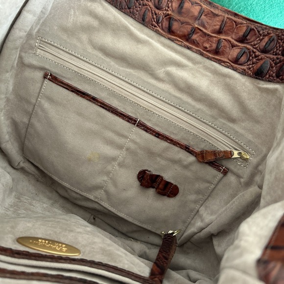Brahmin Toasted Almond Shoulder  Croc Handbag Jacqueline Purse Bag Vintage - Picture 13 of 14